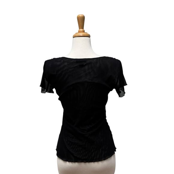 Cartise Embellished Shirt Sz M Black Silver Sequins Beaded Glam Y2K FairyGrunge - Picture 3 of 10